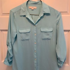 LOFT Turquoise Utility Blouse